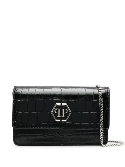 Philipp Plein Superheroin crocodile-embossed clutch bag Black SACAWBA1728PLE010N