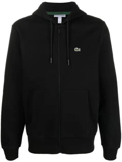 Lacoste appliqué-logo zip-up hoodie Black SH9626