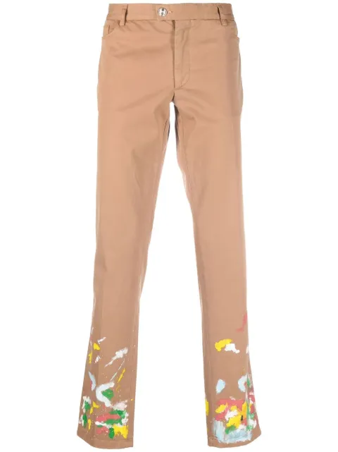 Philipp Plein paint-splatter effect chinos Brown SACCMRT1213PTE003N
