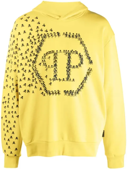 Philipp Plein Skull and Bones cotton hoodie Yellow SACCMJB2948PJO002N