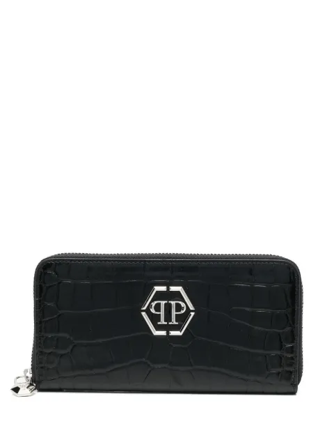 Philipp Plein crocodile-embossed leather purse Black SACAWVG0113PLE010N