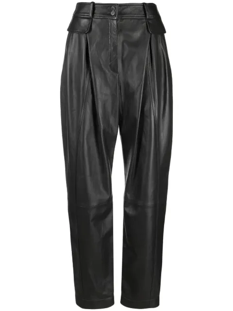 Alberta Ferretti high-waisted leather trousers Grey V37115175