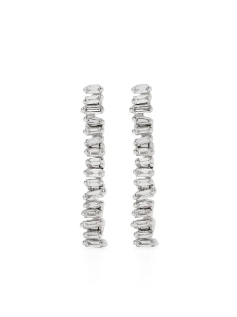 Suzanne Kalan 18kt white gold Linear Baby Tennis diamond earrings Silver BAE795WG