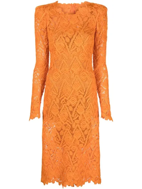 Ermanno Scervino long-sleeve lace dress Orange D412Q322FWR