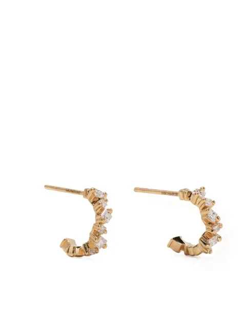 Suzanne Kalan 18kt yellow gold Princess Cut diamond hoop earrings Gold BAE989DYG