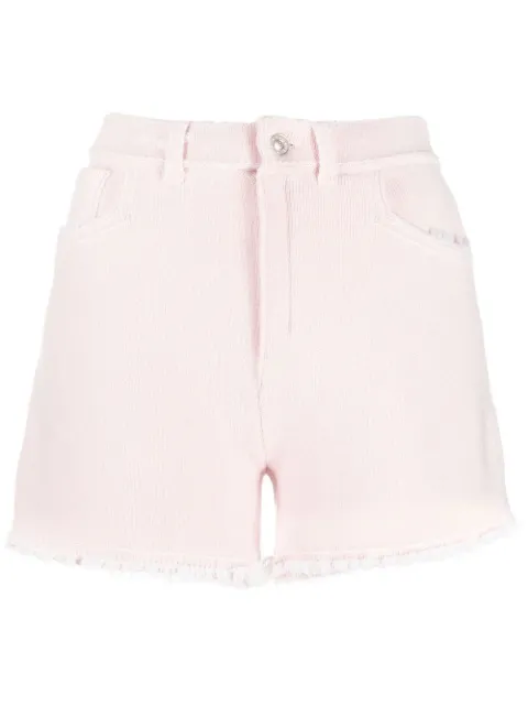 Barrie fine-knit fringe-detail shorts Pink C85606