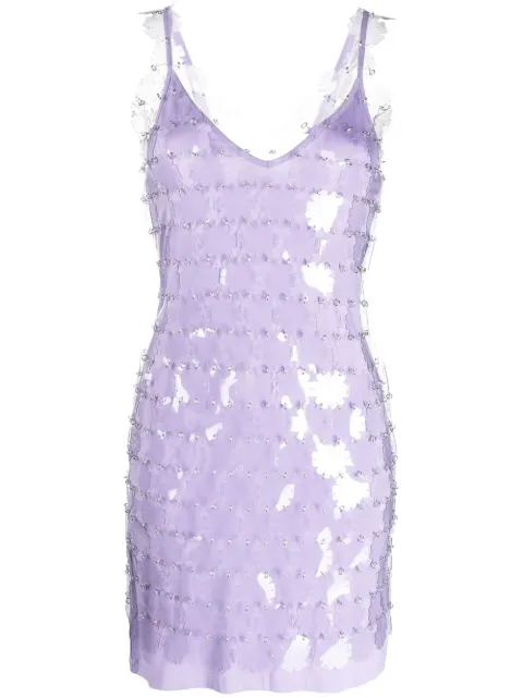 Rabanne sequinned V-neck mini dress Purple 22AIRO273PS0390