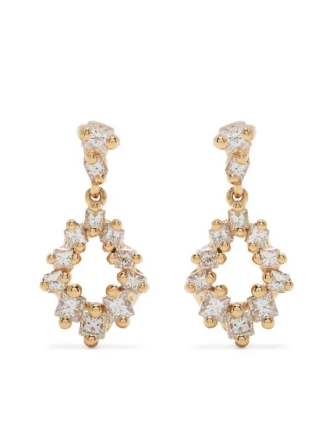 Suzanne Kalan 18kt yellow gold Princess diamond pear drop earrings Gold BAE984DYG