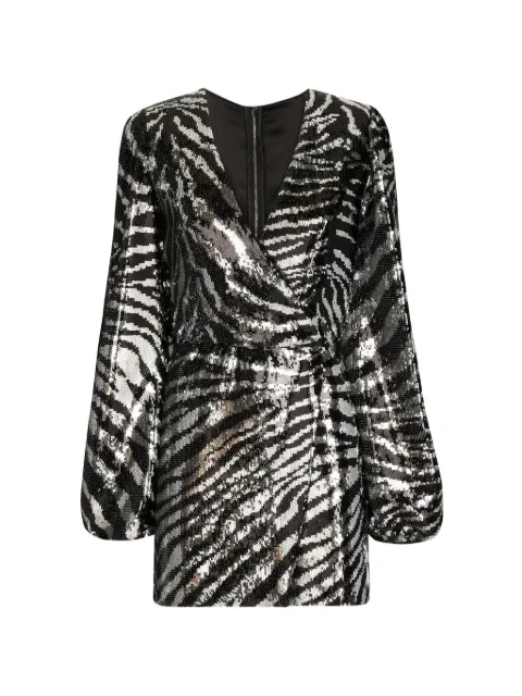 Dolce & Gabbana zebra-print sequin wrap dress Black F6AFQTFLSGI
