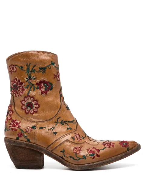 Madison Maison floral-embroidered boots Brown 3843C