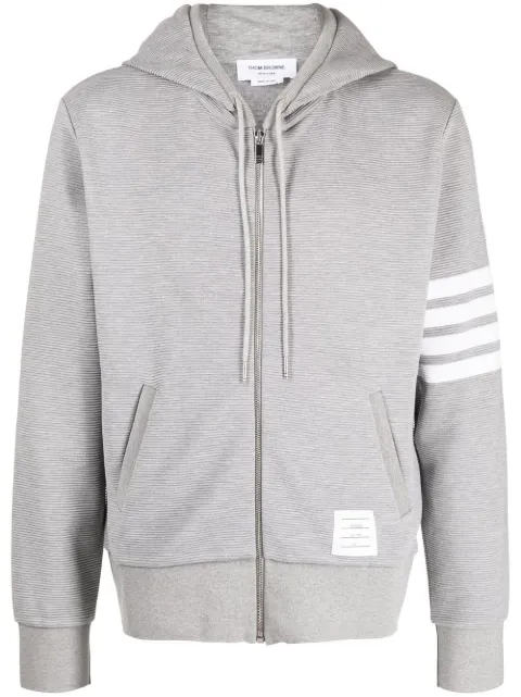 Thom Browne logo-patch zip-up hoodie Grey MJT329A08138