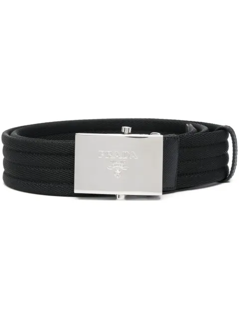 Prada engraved-logo woven belt Black 2CN00384MF0002