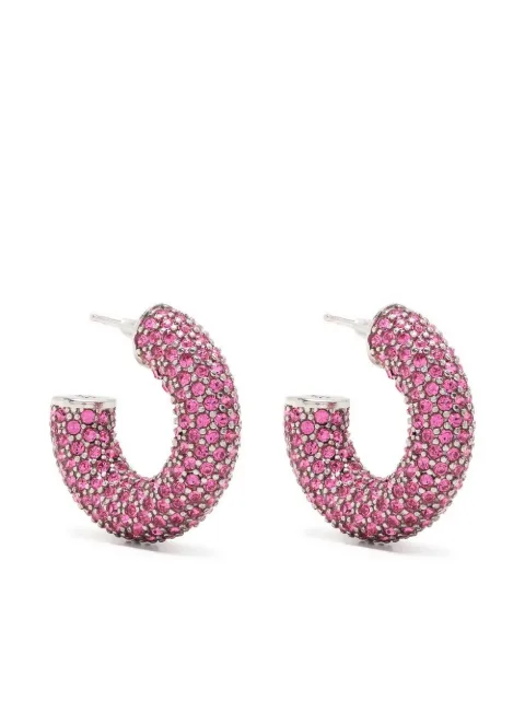 Amina Muaddi Cameron crystal-embellished hoop earrings Silver CAMERONHOOPMINI