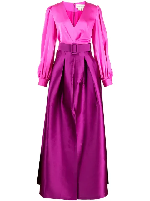 Sachin & Babi Zoe belted satin gown Pink F221G05