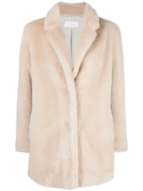 Yves Salomon shearling-trim single-breasted coat Neutrals 23WMM00880LATI