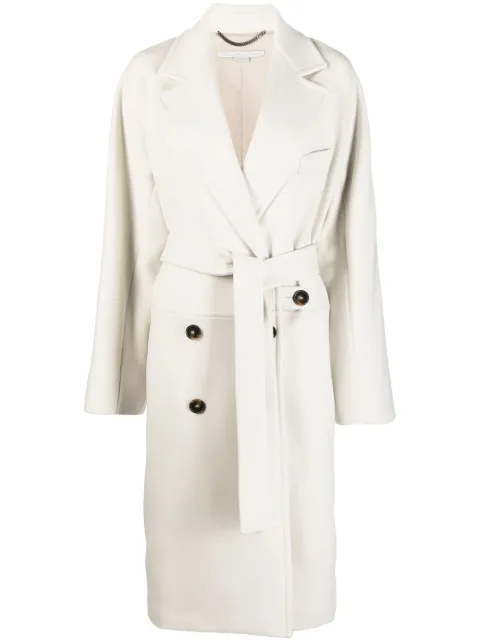 Stella McCartney wool double-breasted tied-waist coat Grey 660018SPB11