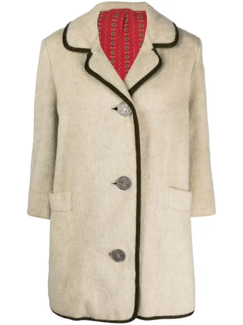 A.N.G.E.L.O. Vintage Cult 1990s woven buttoned coat Neutrals ANG350ZAB