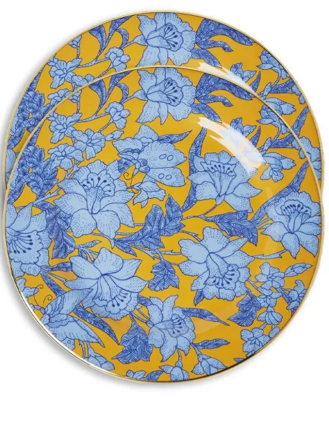 La DoubleJ Lilium Zafferano-print dessert plates (set of 2) Yellow DIS0063CER001LIL0006