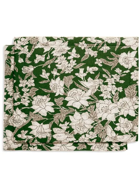 La DoubleJ Lilium Avorio-print table mats (set of 2) Green TBM0001LIN001LIL0008