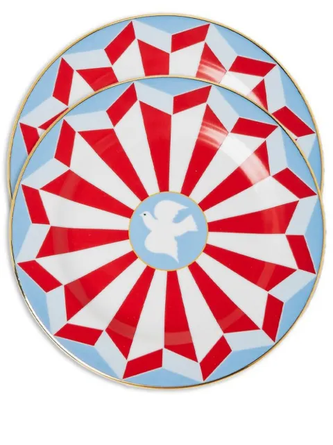 La DoubleJ Roman Dove Vino-print dessert plates (set of 2) Blue DIS0063CER001RMD0001