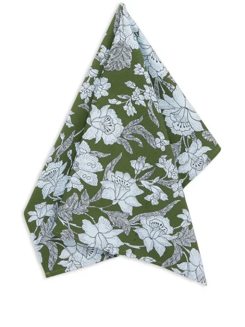 La DoubleJ Lilium-print cotton tea towel Green DST0001COT019LIL0007