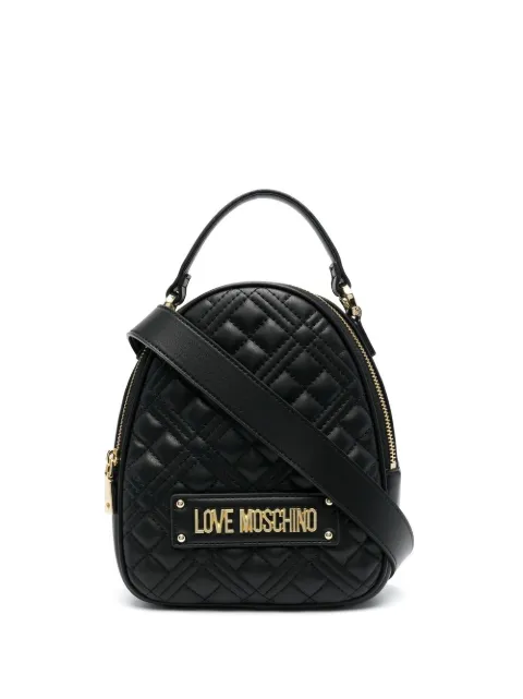 Love Moschino quilted logo-plaque backpack Black JC4021PP1FLA0