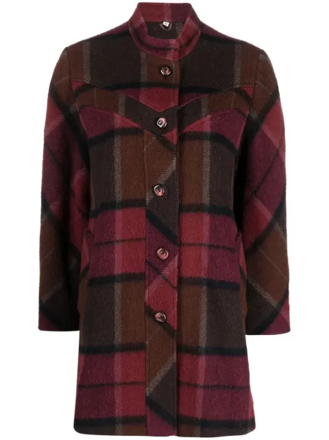 A.N.G.E.L.O. Vintage Cult 1970s mock neck plaid wool coat Red ANG350ZAC