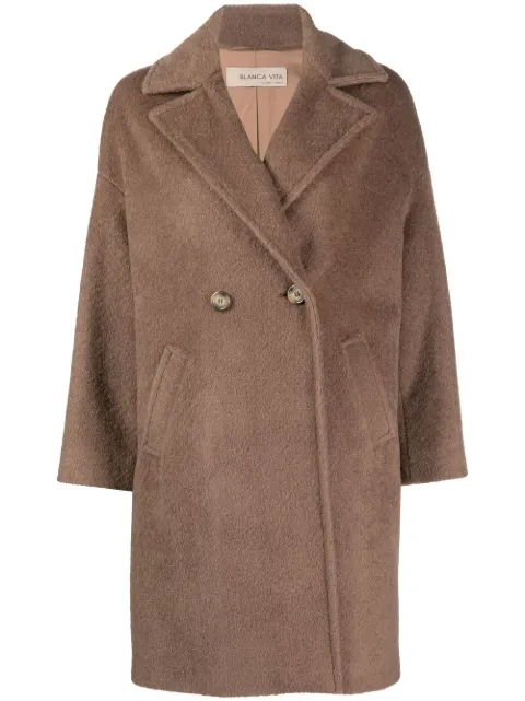 Blanca Vita Tuia textured double-breasted coat Brown COCCO2714