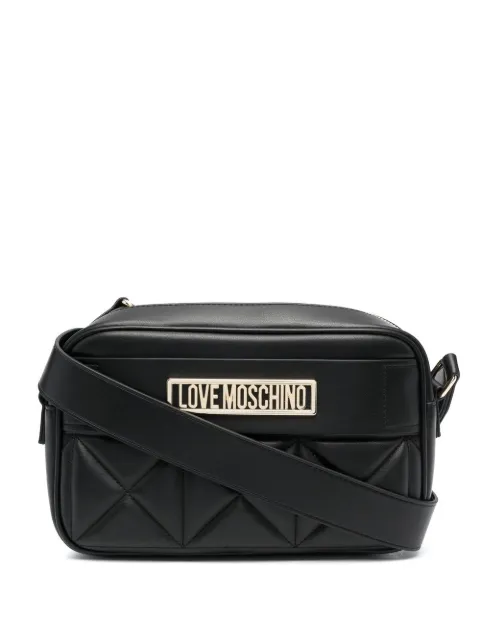 Love Moschino quilted logo-plaque crossbody bag Black JC4118PP1FLT0