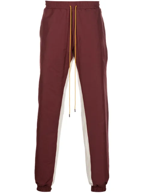 RHUDE logo-patch stripe-detail trackpants Red RHPF22PA10368800