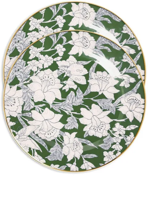 La DoubleJ Lilium Avorio-print dessert plates (set of 2) Green DIS0063CER001LIL0008