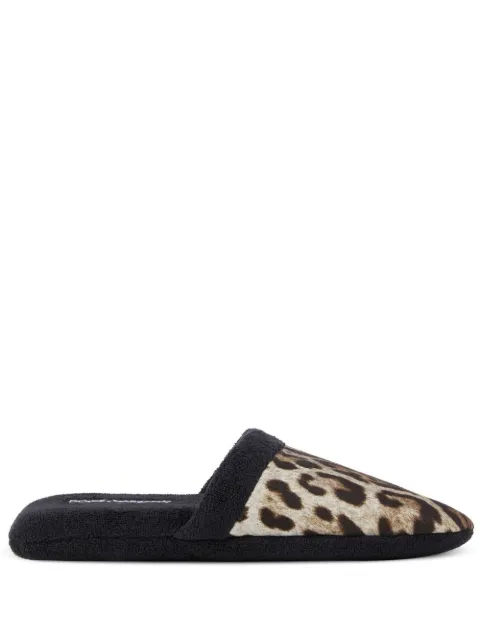 Dolce & Gabbana leopard-print terry slippers Black TCF001TCAGW