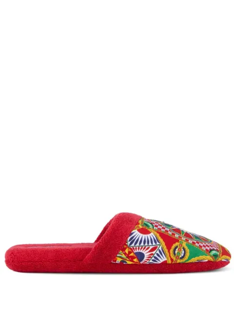 Dolce & Gabbana Carretto Siciliano-print terry slippers Red TCF001TCAAR