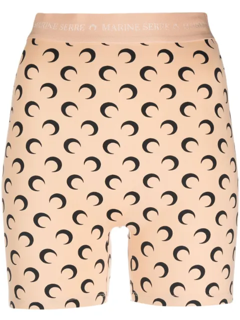 Marine Serre Moon-print cycling shorts Neutrals UW036SS23WJERPA0001