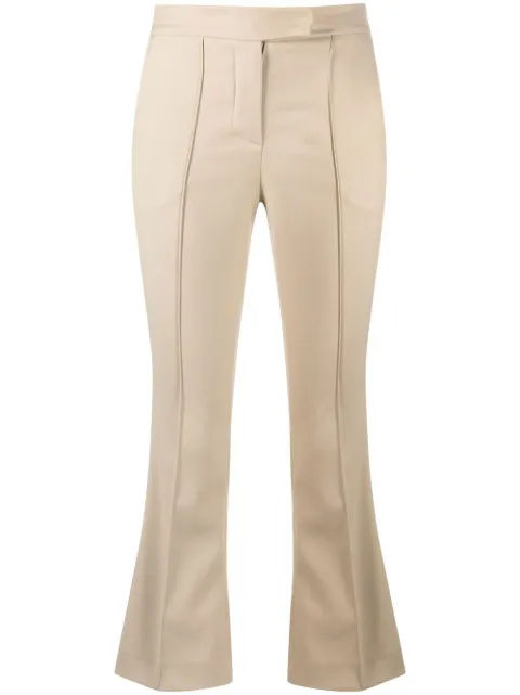 Blanca Vita Portula pintuck-detail cropped trousers Neutrals PORTULACA3103