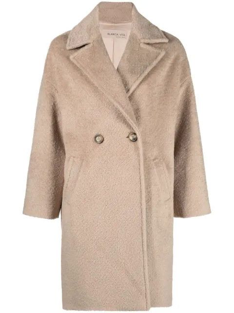 Blanca Vita Tuia textured double-breasted coat Neutrals COCCO2714