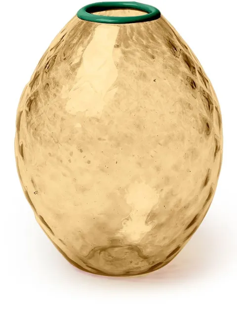 La DoubleJ Big Egg contrast-trim glass vase Gold BGG0001MUR001GOL0008