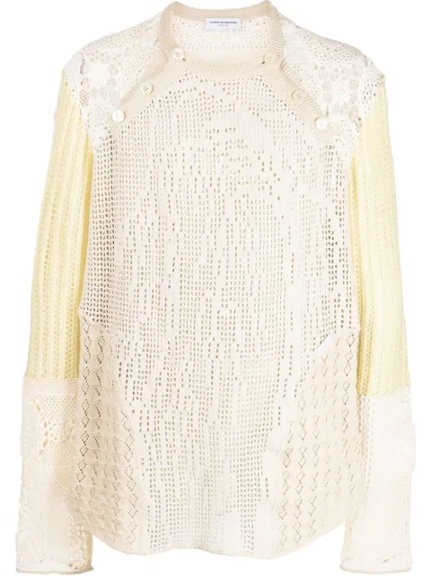 Marine Serre regenerated crochet raglan jumper Neutrals T349SS23MUKNICO001