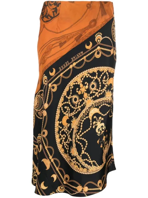 Marine Serre regenerated jewellery-print silk skirt Orange S082SS23WUWOVSE001
