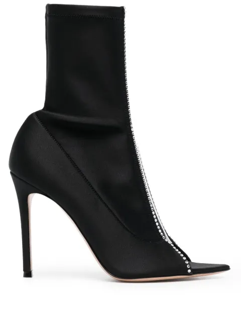 Gianvito Rossi Crystal Hiroko 105mm satin boots Black G5062215RICLYG