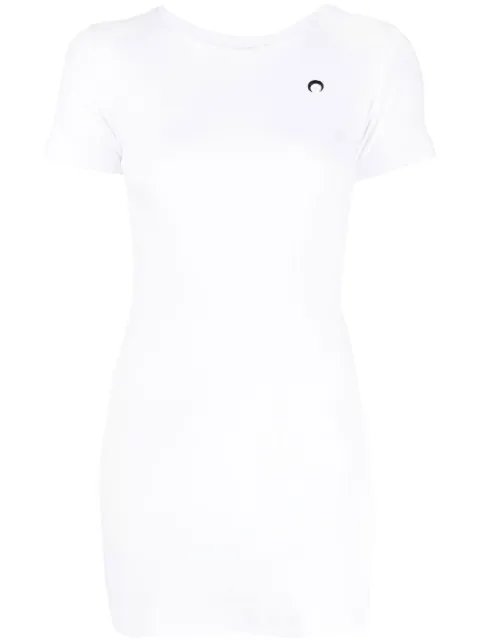 Marine Serre fine-ribbed organic cotton T-shirt dress White T051SS23WJERCO