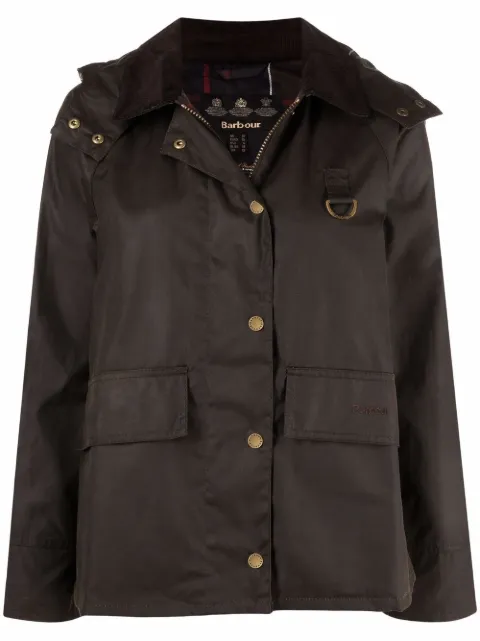 Barbour corduroy-collar hooded jacket Green LWX1081OL71