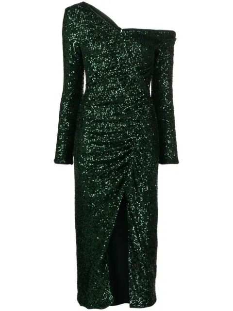 Self-Portrait sequin-embellished midi dress Green SC22017