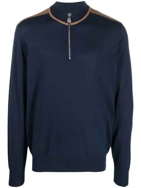 Billionaire zip collar silk-cotton jumper Blue WABCMKK0202PKN002N