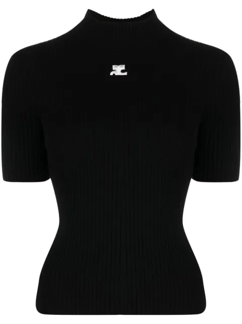 Courrèges Reedition rib-knit sweater Black PERMPU026FI0001PI25