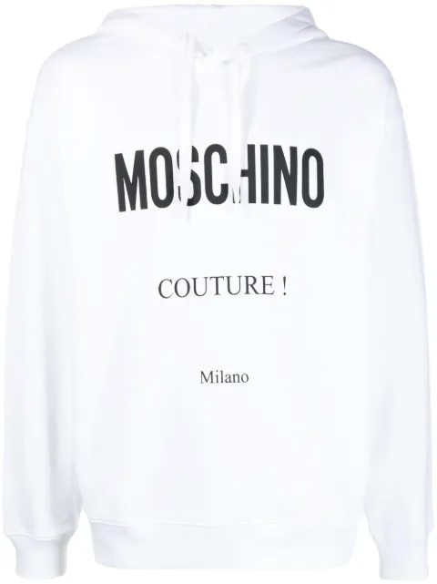 Moschino logo-print cotton hoodie White A17065228