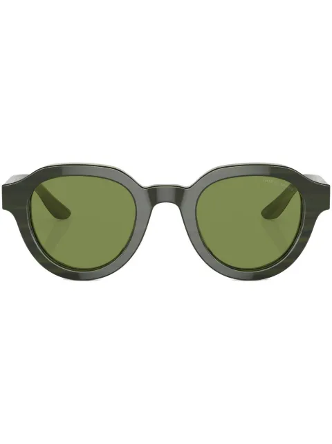 Giorgio Armani logo-print round-frame sunglasses Green AR8172U59714E