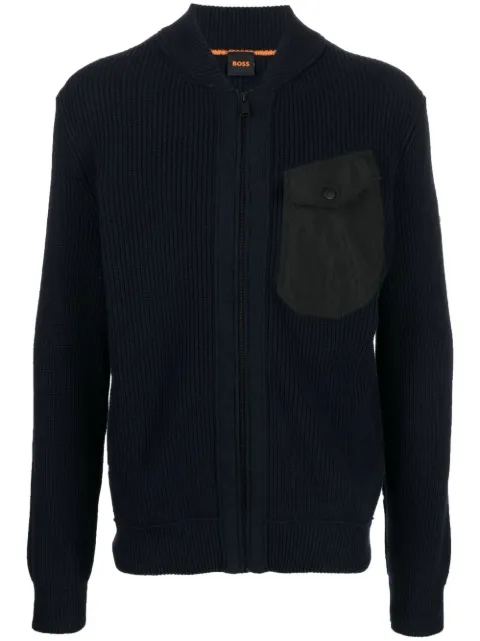 BOSS zipped-up knit cardigan Blue 50474901