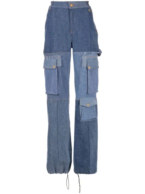Marine Serre high-rise panelled jeans Blue P120SS23WUDENCO0004