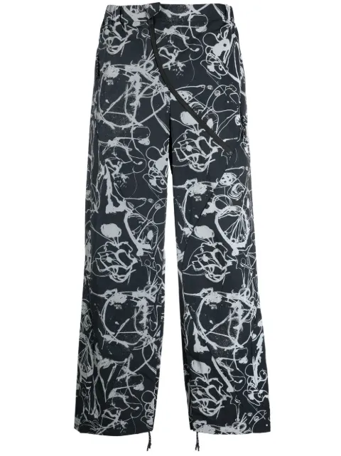 MCQ abstract-print straight-leg trousers Black 695901RTA11